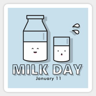 Milk Day, cute kawaii milk glass and bottle Magnet